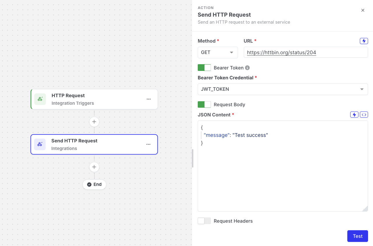 Send HTTP Request: URL field with a static address
